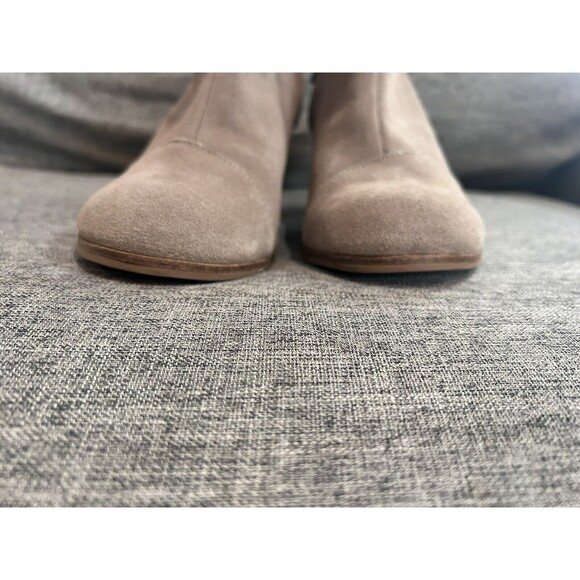 Toms Lunata Suede Ankle Boot Womens 11 Stacked Heel Taupe - Picture 4 of 11